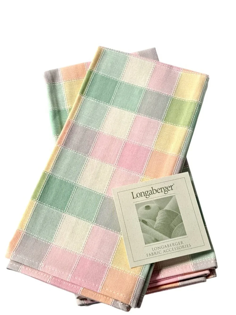 Longaberger Baskets Pastel Plaid Napkins Lot of 2 New in Package